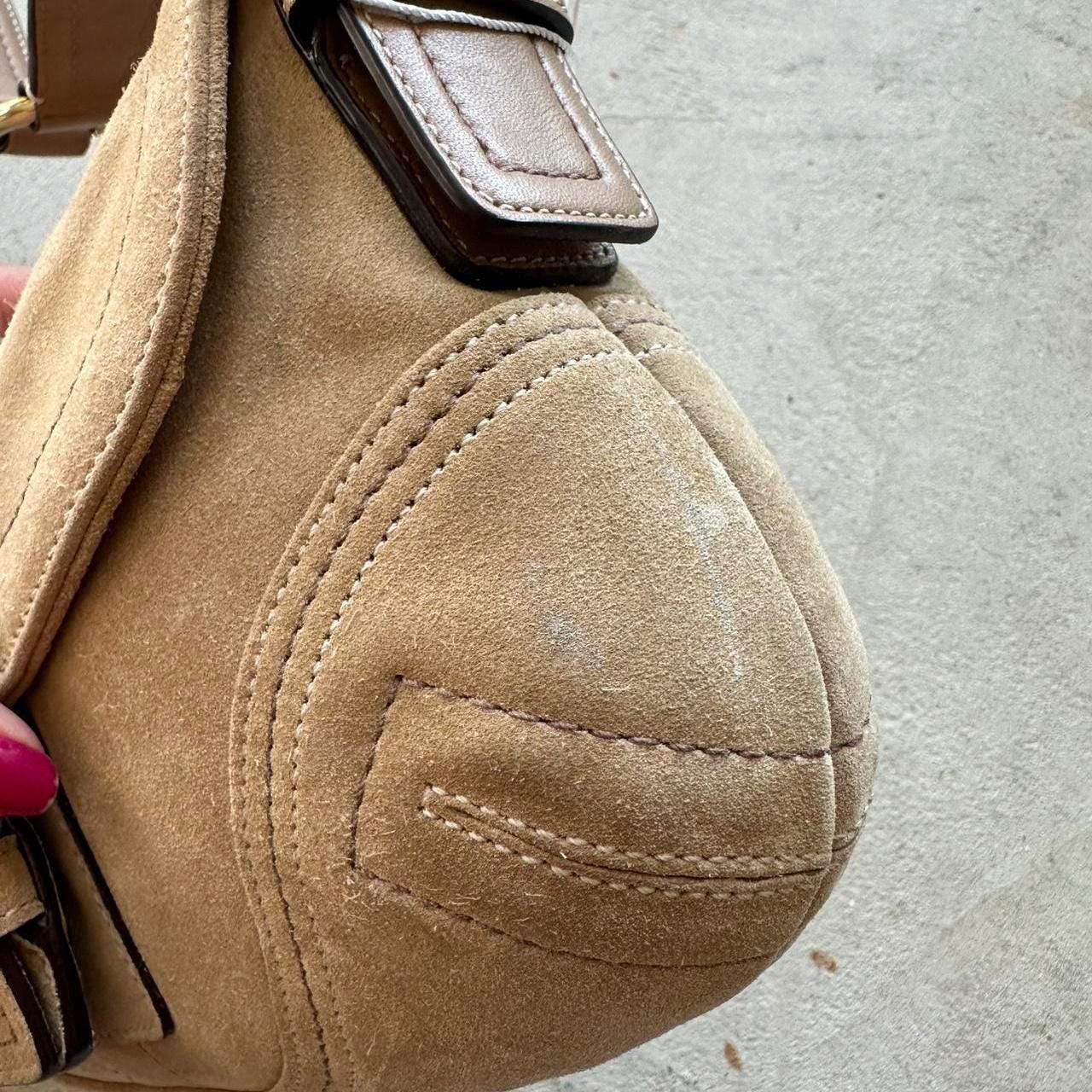 Vintage Y2K Coach Tan Suede Mini Soho Shoulder Bag 👜✨