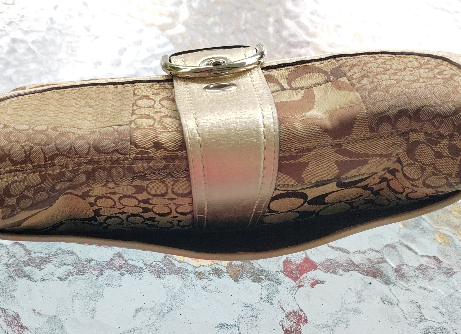 Vintage Coach Patchwork Soho Bag – Signature C + Gold Lame ✨