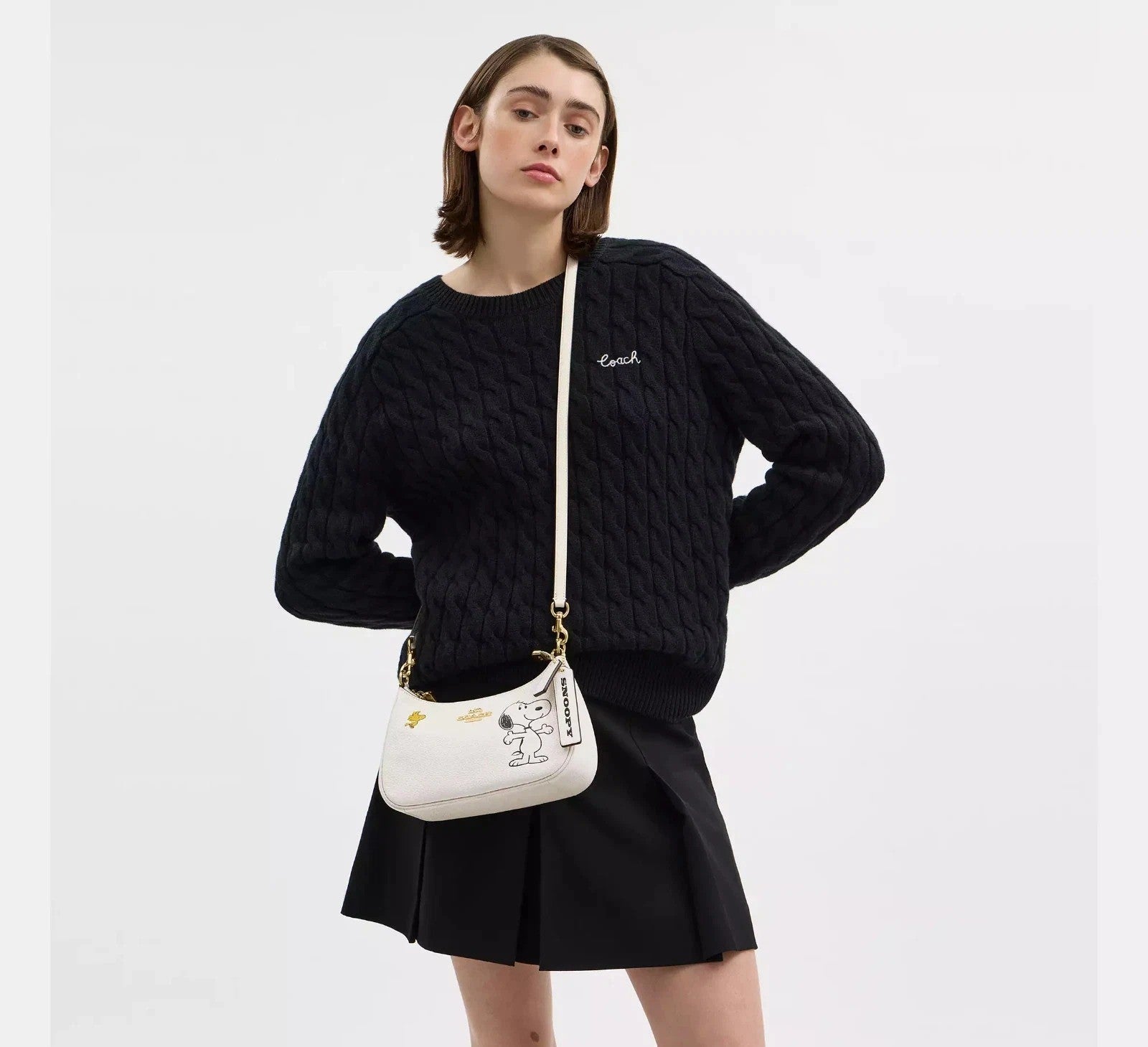 Coach x Peanuts CBJ76 Shoulder Bag Brown & Snoopy Edition 👜💫