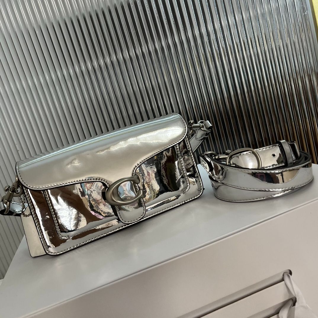 COACH Tabby Shoulder Bag 20 CM539 – Silver Metallic Leather