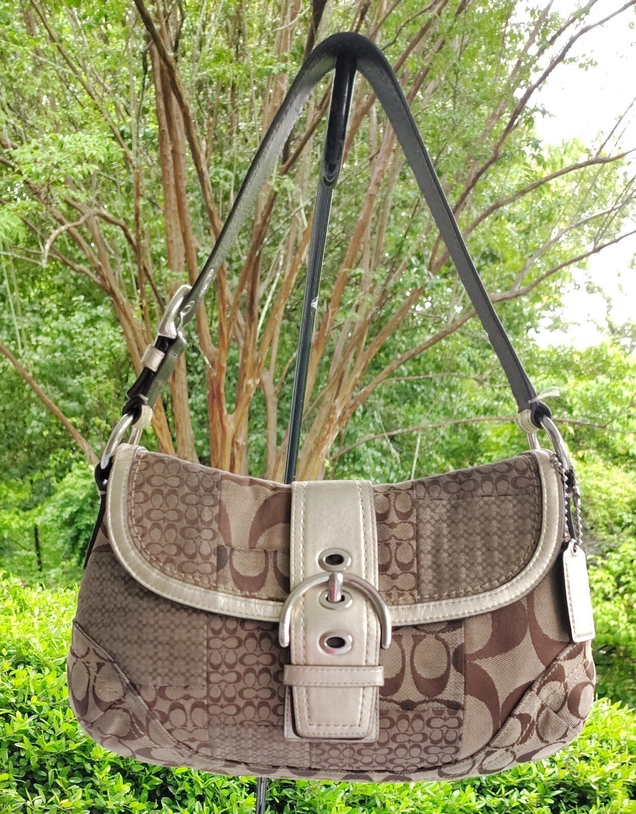 Vintage Coach Patchwork Soho Bag – Signature C + Gold Lame ✨