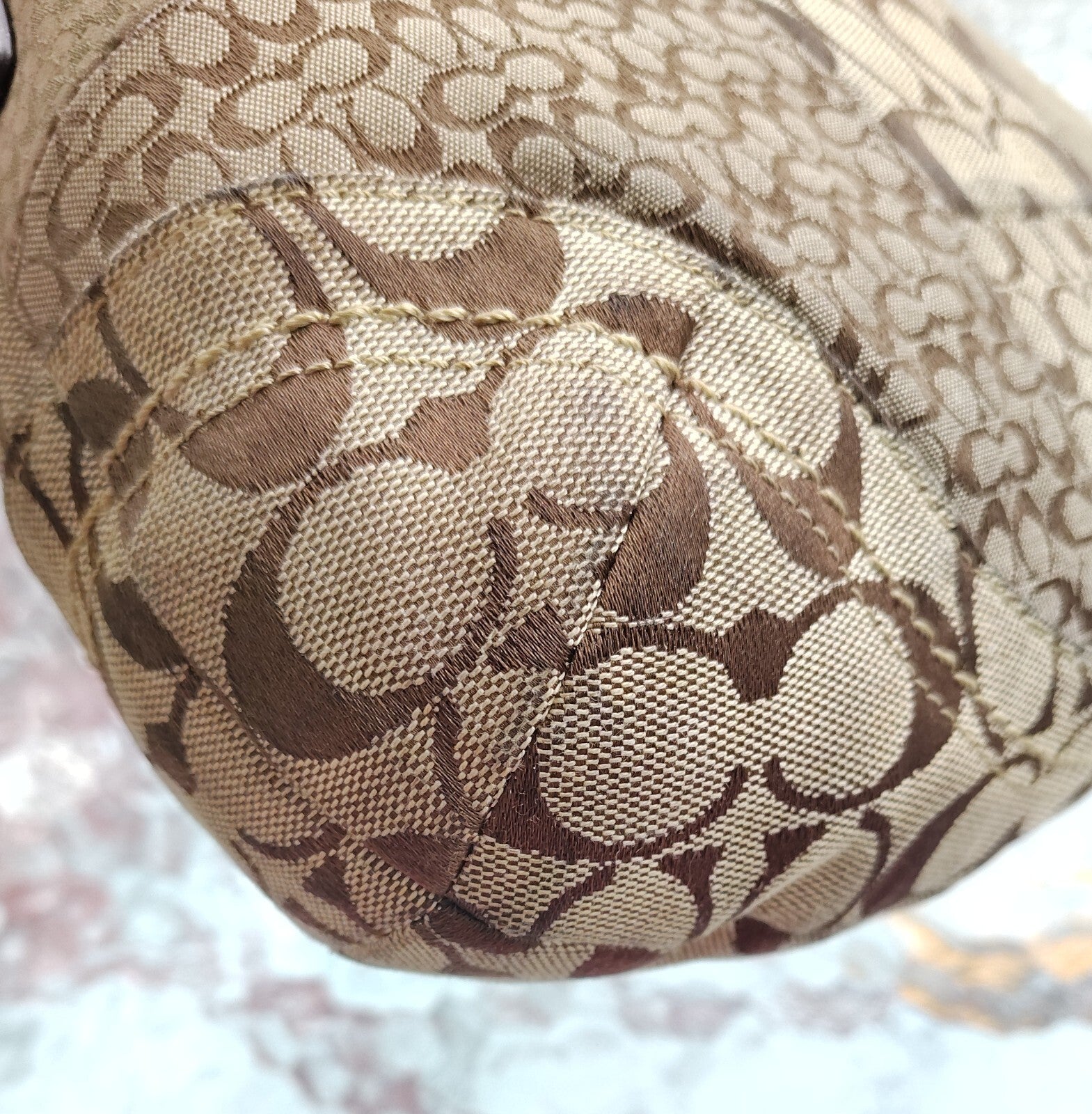 Vintage Coach Patchwork Soho Bag – Signature C + Gold Lame ✨