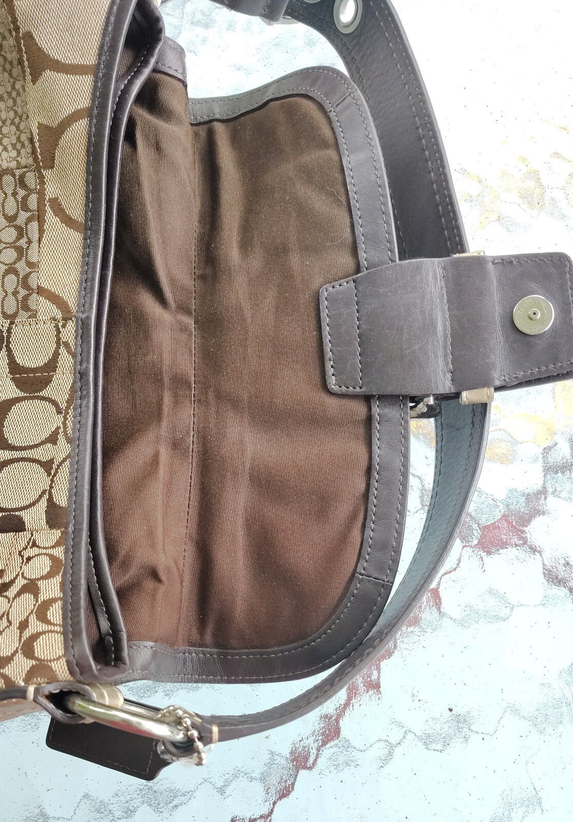 Vintage Coach Patchwork Soho Bag – Signature C + Gold Lame ✨