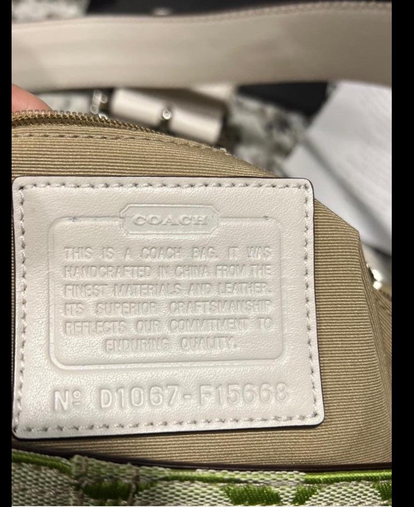 Coach Soho Shoulder Bag – Lime Green Canvas & Leather 💚