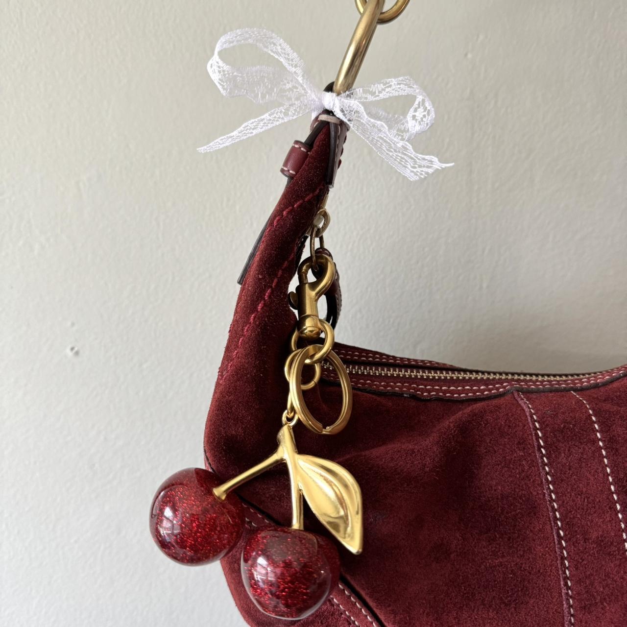 Rare Vintage Y2K Coach Burgundy Suede Hobo Bag