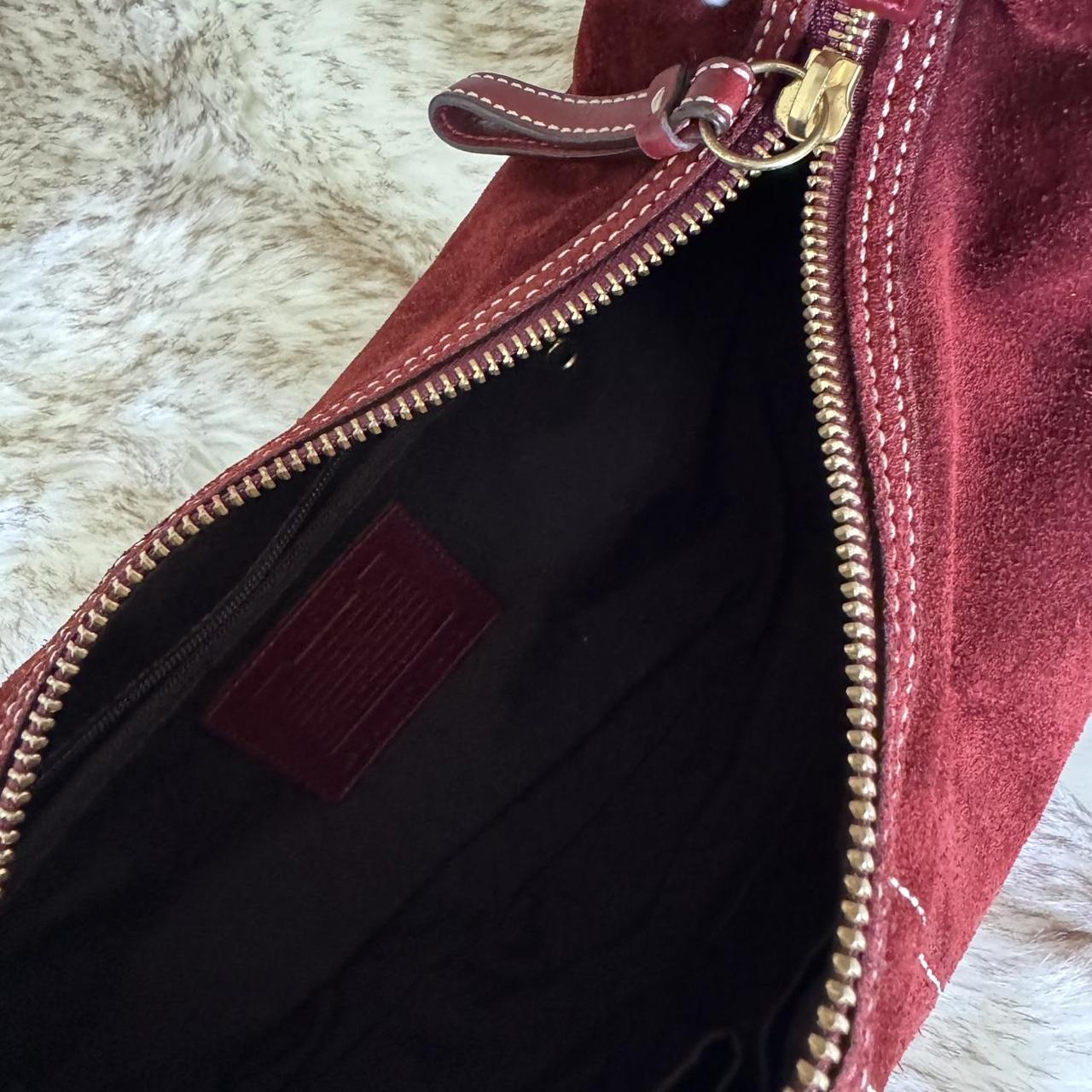 Rare Vintage Y2K Coach Burgundy Suede Hobo Bag