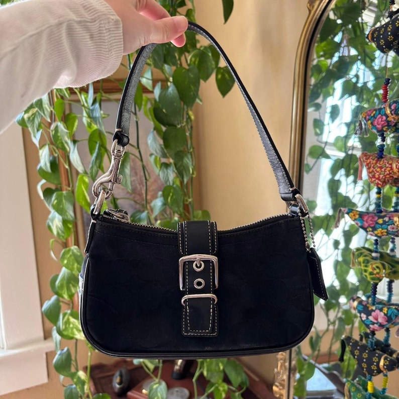 Vintage COACH Demi 6362 Hampton Signature Shoulder Bag – Black (2003) 👜