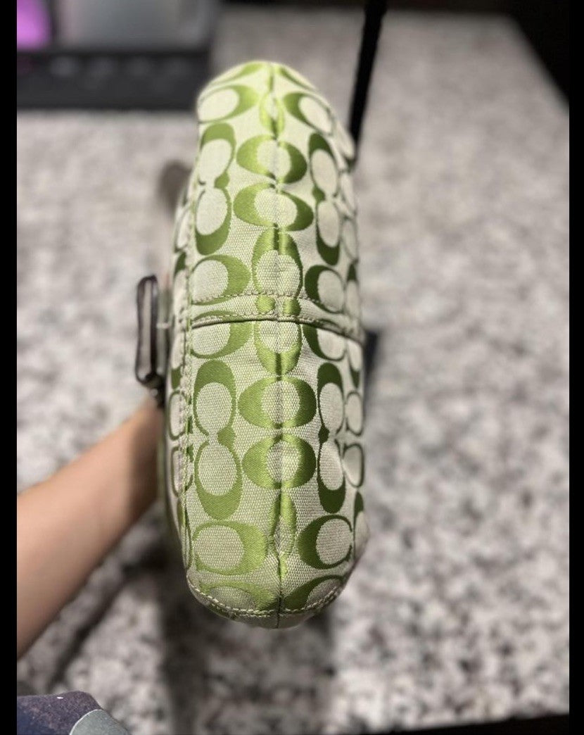 Coach Soho Shoulder Bag – Lime Green Canvas & Leather 💚