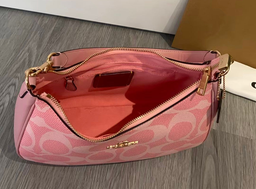 Coach Teri Hobo Bag – Powder Pink Canvas & Leather 🌸