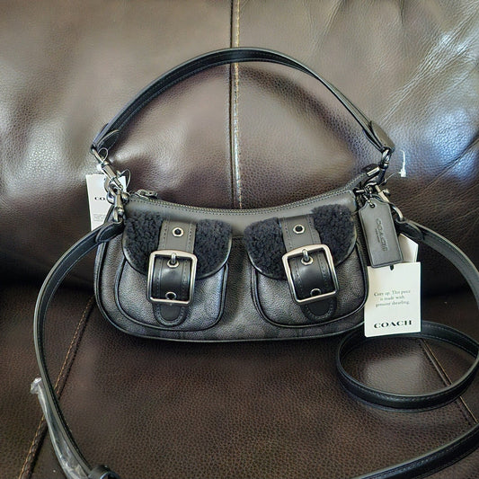 Coach Ashton Bag – Charcoal Shearling & Leather 🖤