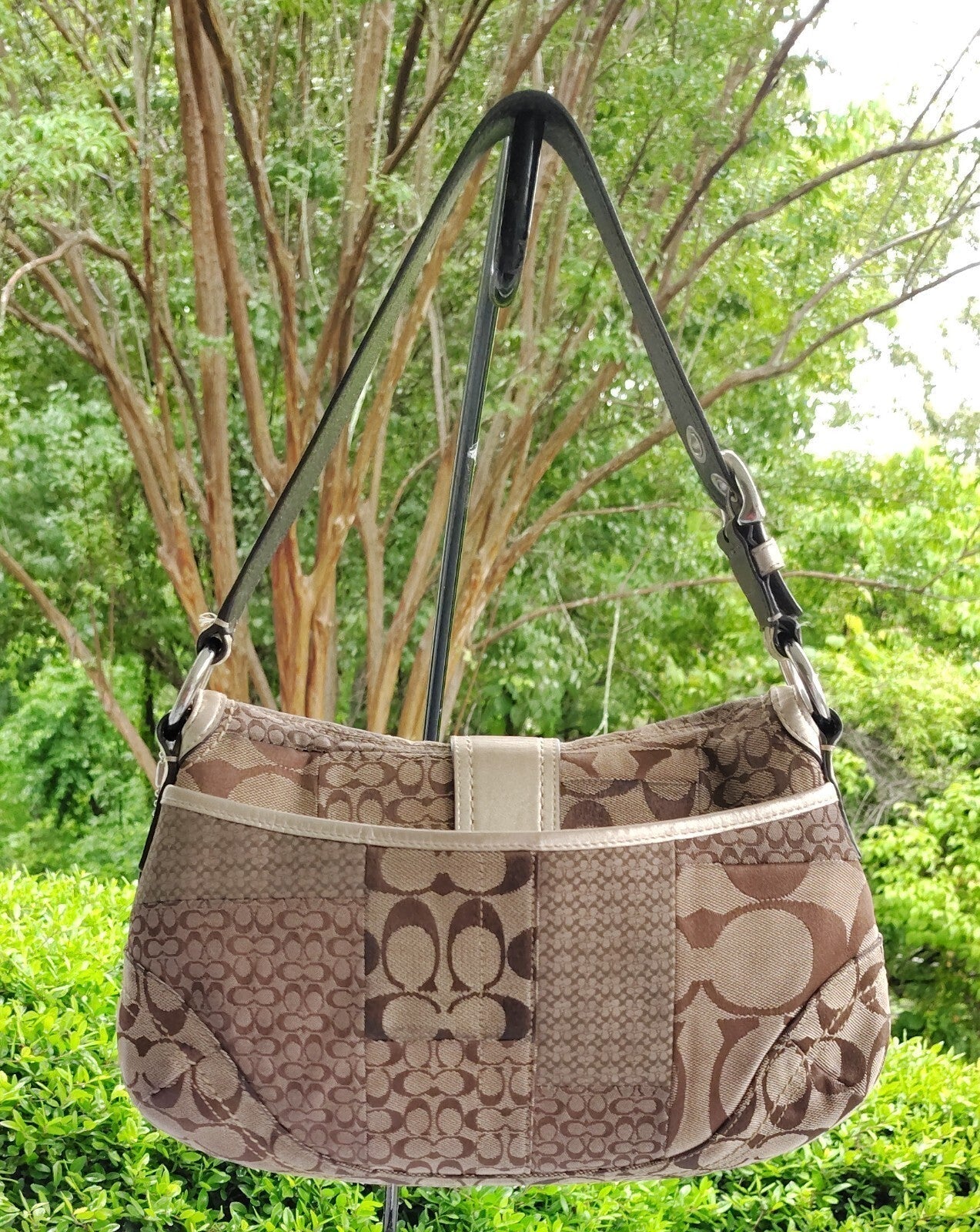 Vintage Coach Patchwork Soho Bag – Signature C + Gold Lame ✨