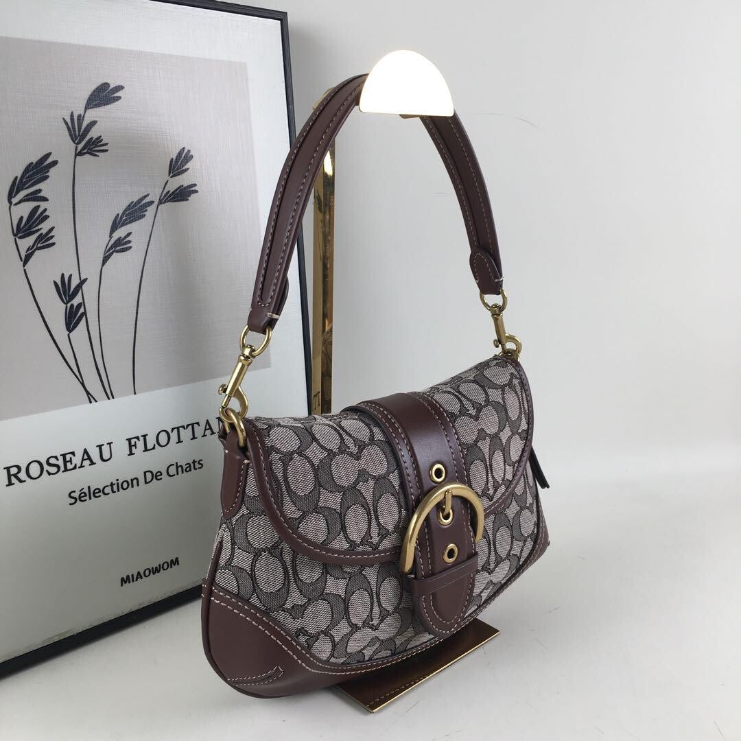 Coach Soho Shoulder Bag – Signature Jacquard CJ814 🤎👜