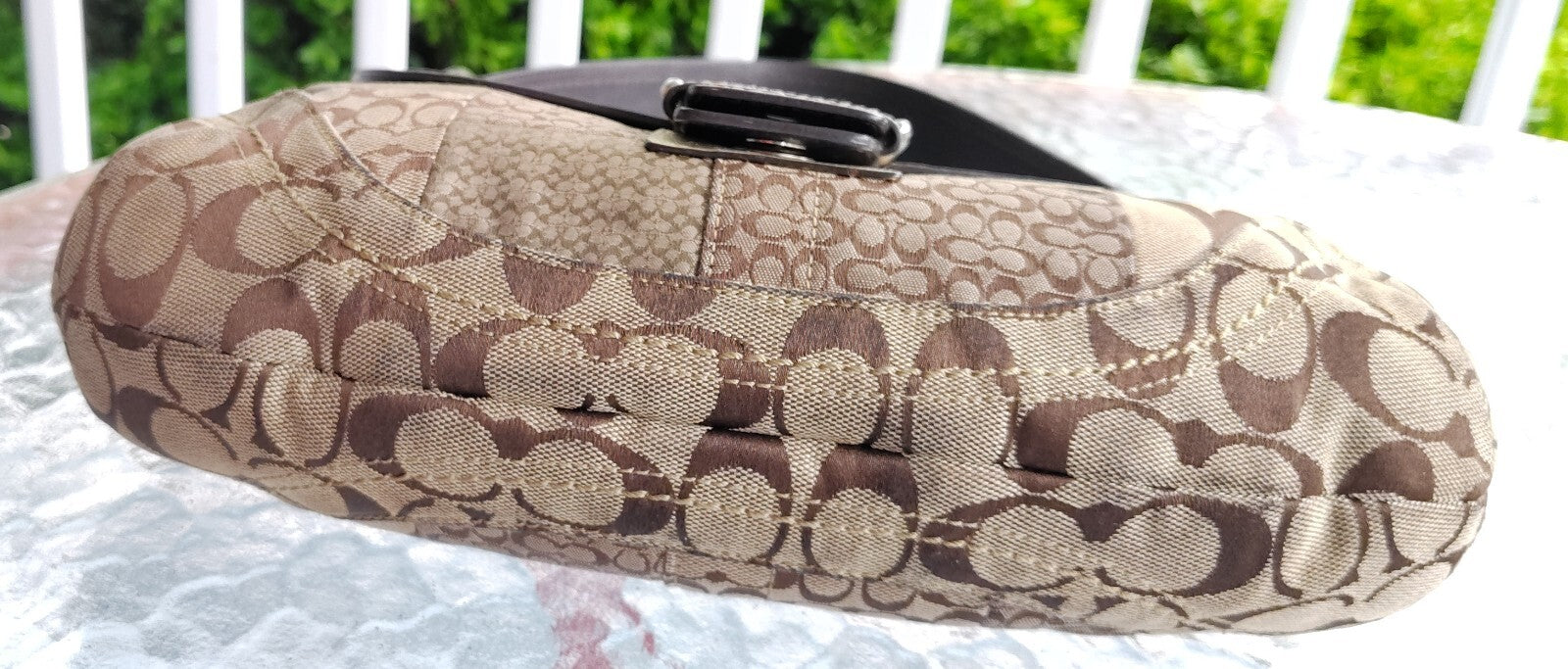 Vintage Coach Patchwork Soho Bag – Signature C + Gold Lame ✨