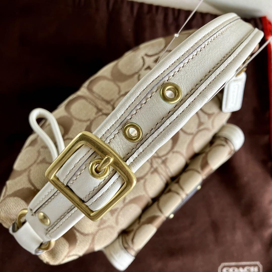 COACH Signature Legacy Flap Handbag – Brown & White Canvas Leather