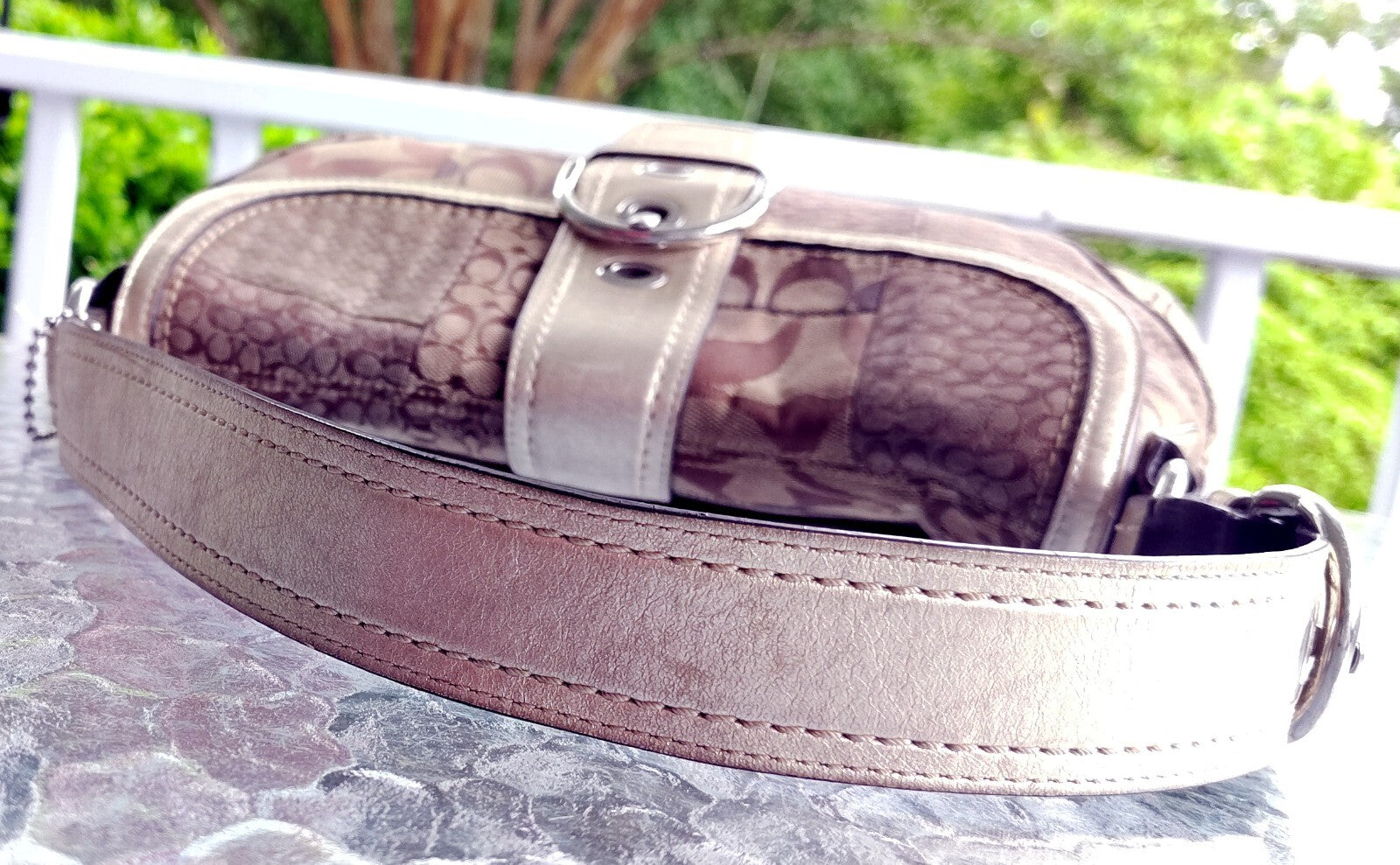 Vintage Coach Patchwork Soho Bag – Signature C + Gold Lame ✨