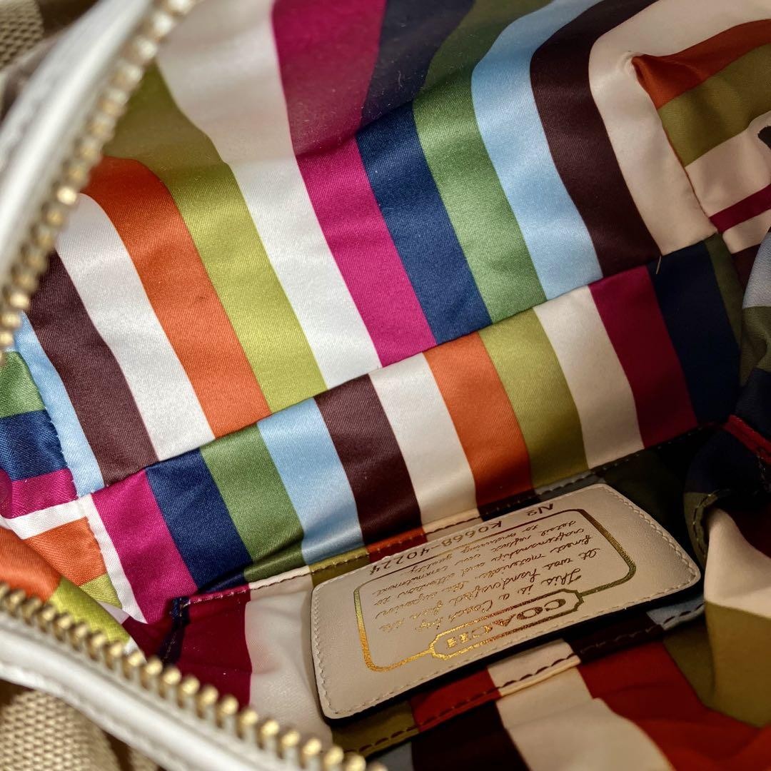 COACH Signature Legacy Flap Handbag – Brown & White Canvas Leather