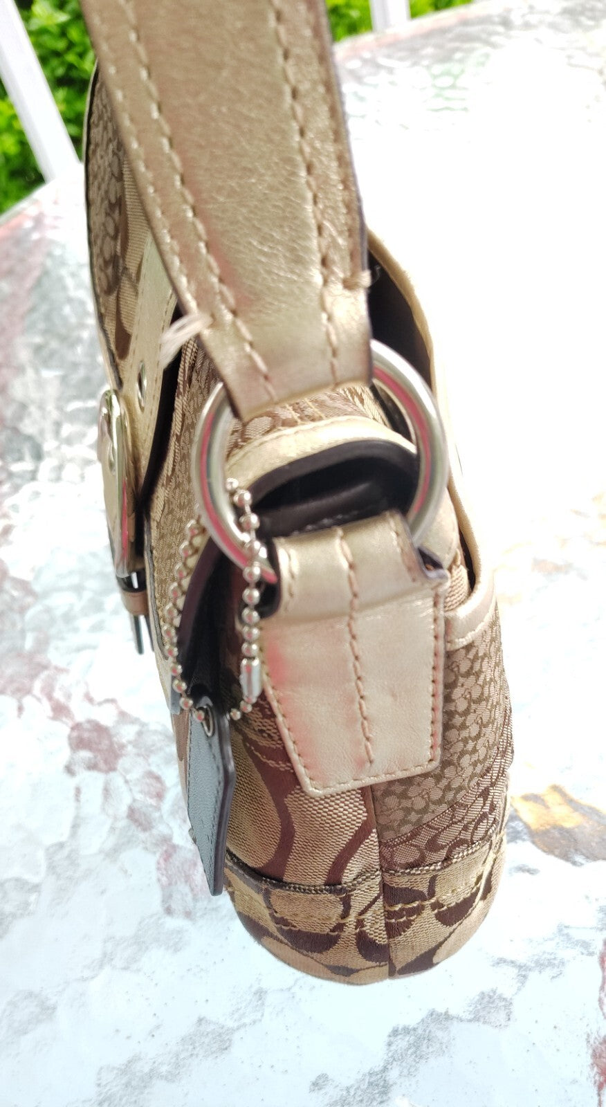 Vintage Coach Patchwork Soho Bag – Signature C + Gold Lame ✨