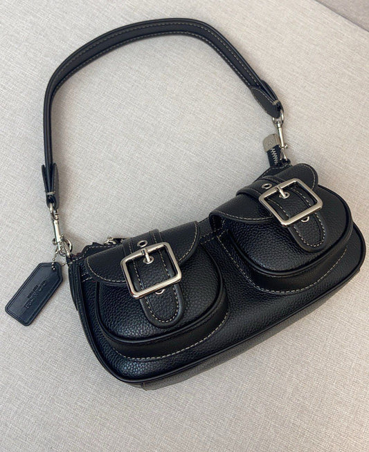Coach Ashton CM079 Shoulder Bag – Silver & Black 🖤