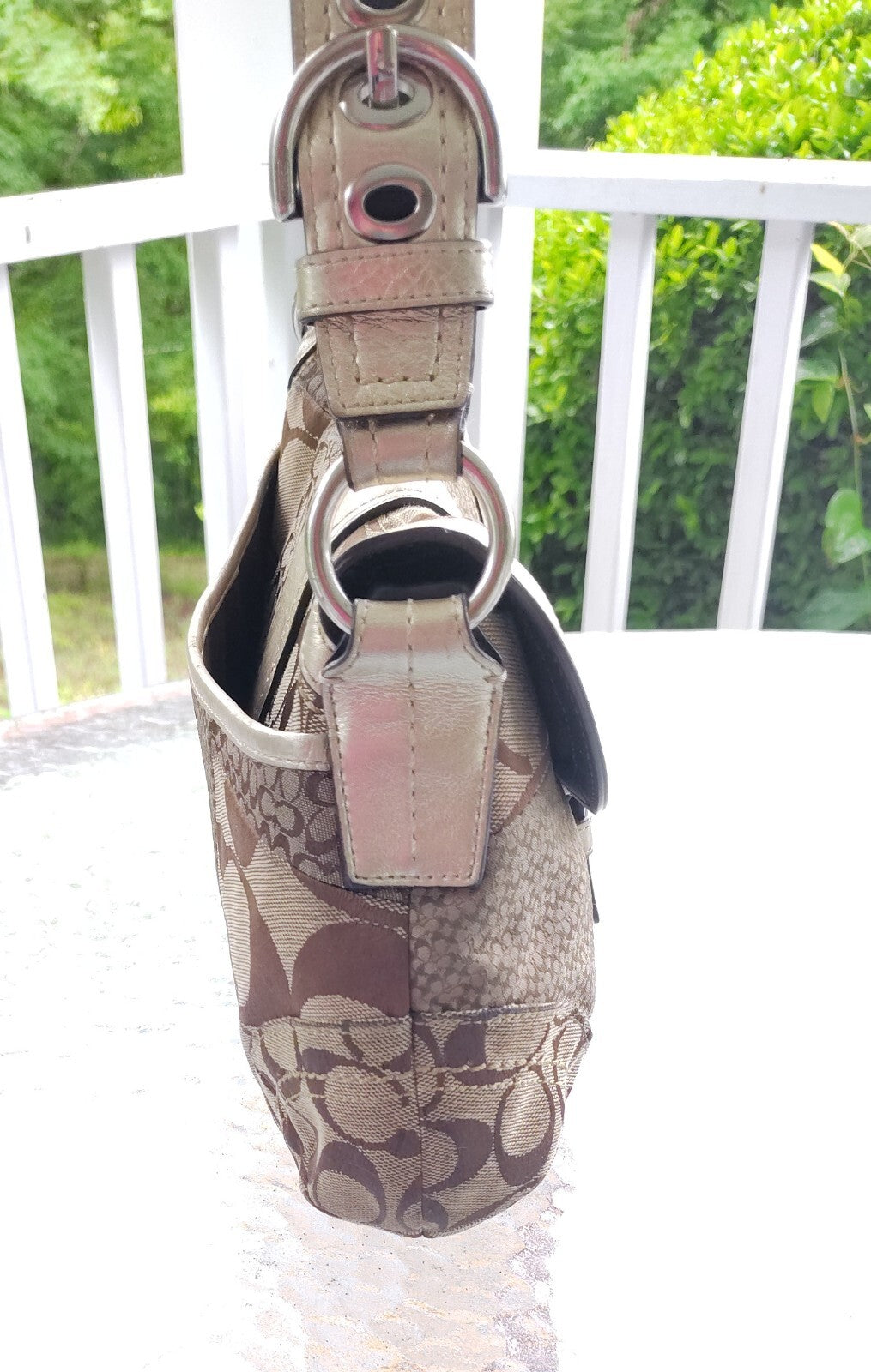 Vintage Coach Patchwork Soho Bag – Signature C + Gold Lame ✨