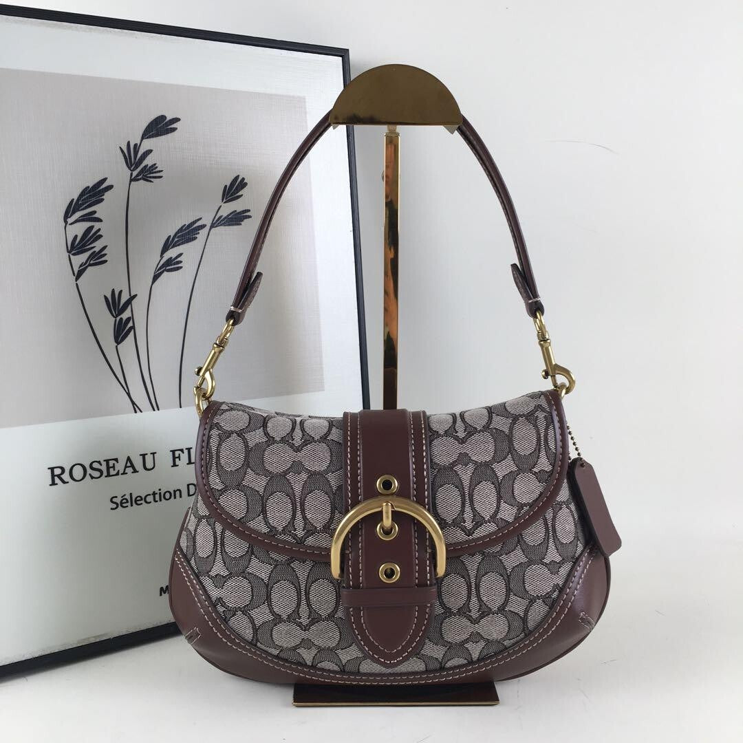 Coach Soho Shoulder Bag – Signature Jacquard CJ814 🤎👜