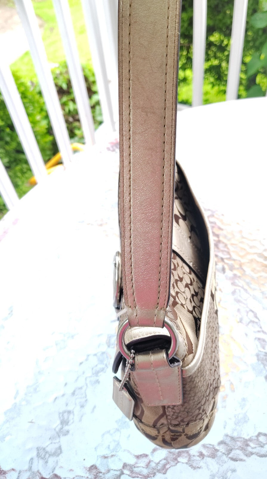 Vintage Coach Patchwork Soho Bag – Signature C + Gold Lame ✨