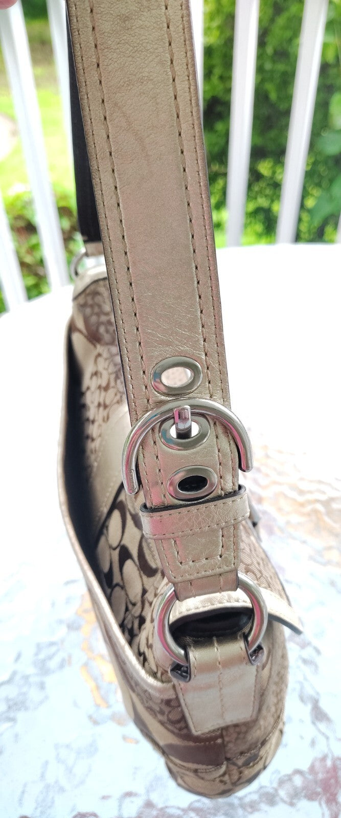 Vintage Coach Patchwork Soho Bag – Signature C + Gold Lame ✨